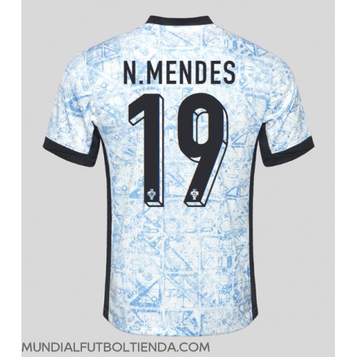 Camiseta Portugal Nuno Mendes #19 Segunda Equipación Replica Eurocopa 2024 mangas cortas